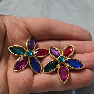 Vibrant Gold-Tone Pierced Floral Earrings